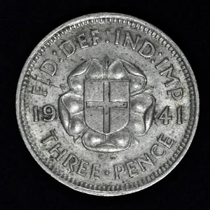 GB GEORGE VI SILVER (.500) THREEPENCE - 1941 ++ SHARP GRADE!! ++ [185-22] - Picture 1 of 2