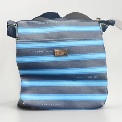 BOLSO BANDOLERA DE VINILO TOMMY HILFIGER Azul Rayas Logo Redondo Foto 1 de 4