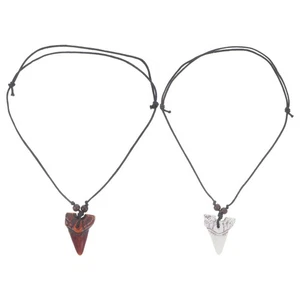  2 Count Haifischzahn Halskette Mann Reisen Haifischanhänger Für Herren - Bild 1 von 12