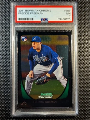 Tarjeta de novato Freddie Freeman 2011 Bowman cromada 185 RC PSA 7 casi como nueva Dodgers 📈 Foto 1 de 2