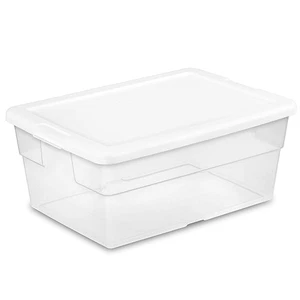 Sterilite Basic Clear Storage Box with White Lid, 16 Quart, 16.75x11.8x7 Inches - Picture 1 of 1
