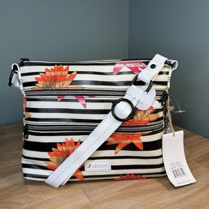 NEU MIT ETIKETT SAKROOTS Künstler Kreis Neon Zen Umhängetasche Handtasche Blumen Streifen Dreifachreißverschluss - Bild 1 von 18