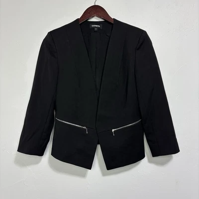 Женская черная блейзерная куртка Express размер 8 профессиональная офисная карьерная ДЕФЕКТ - Изображение 1 из 4