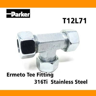 Parker T12L71 316Ti Stainless Steel EO 12mm Tee-Fitting include DPR-Ring and Nut - Image 1 of 3