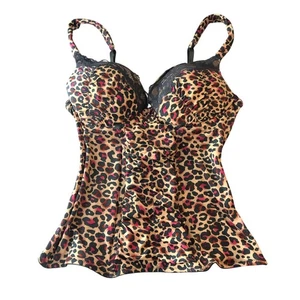 Tarea Rue 21 Corset Top Hook & Eye Underwire Padded Leopard Print 34C - Picture 1 of 3