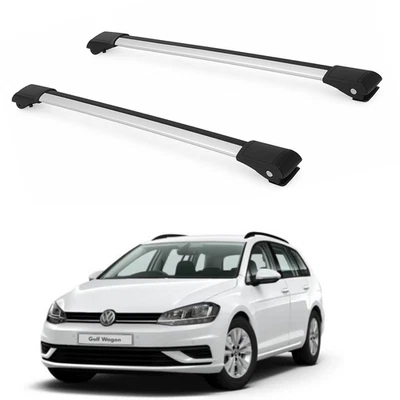Lockable Roof Rack Cross Bars for Volkswagen Golf R Variant 2015-2017 Silver - Image 1 of 4