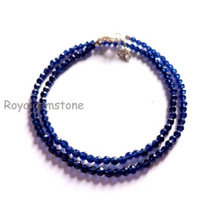 Blue Diamond Beads, Faceted Diamond Beads, Blue Diamond Rondelle Beads Necklace - Picture 1 of 2