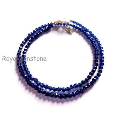 Blau Diamant Perlen, Facettiert Blau Diamant Rondell Perlen Halskette - Bild 1 von 2
