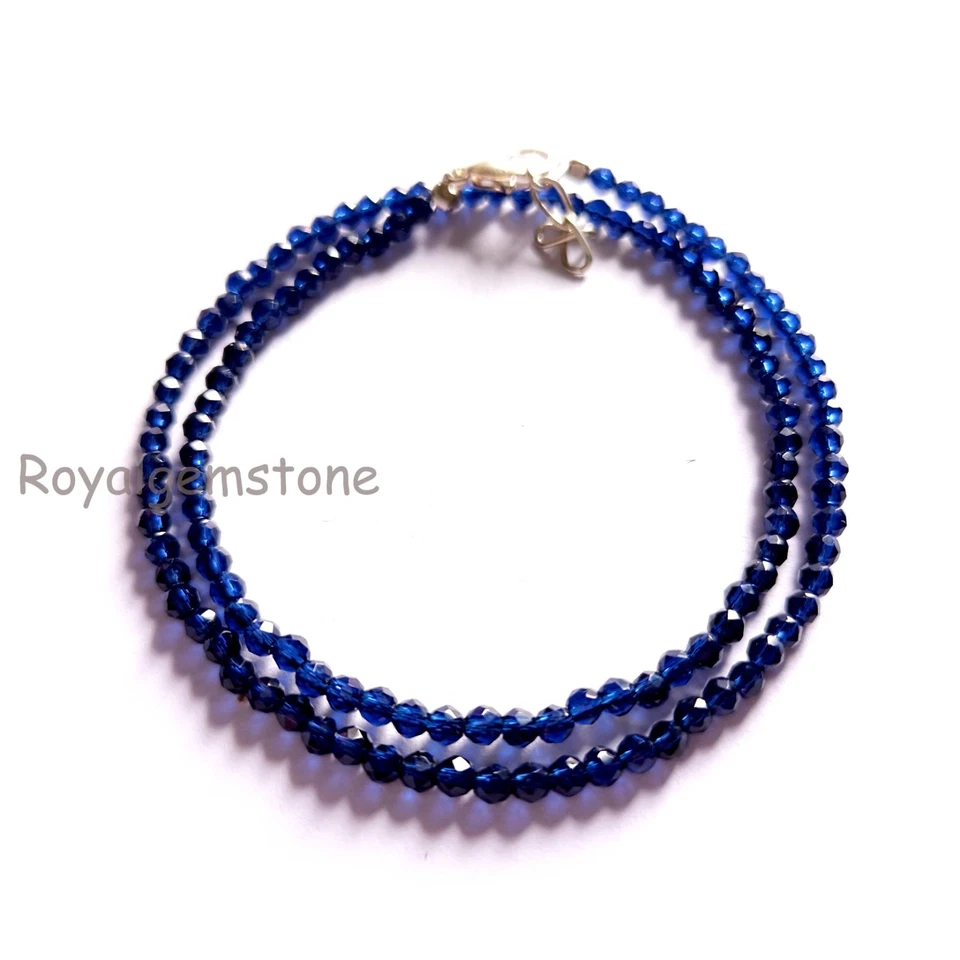 Blue Diamond Beads, Faceted Diamond Beads, Blue Diamond Rondelle Beads Necklace Foto 1 de 1