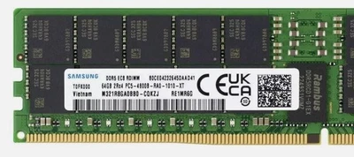 Samsung 64GB REG ECC DDR5 EC8 RDIMM 4800MHz PC5-4800B 2Rx4 M321R8GA0BB0-CQK - Image 1 of 3