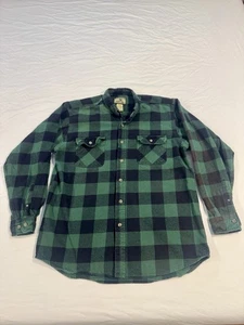 Field & Stream Heavy Flannel Shirt Mens 2XLT Green Black Plaid Outdoor Hunting - Picture 1 of 14