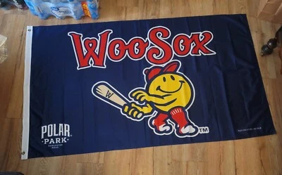 Worcester Red Sox WooSox Team Flag Size 4x3 Feet Smiley Face Logo - Image 1 of 4