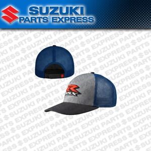 NEW SUZUKI BLUE AND GRAY GREY GSX-R TRUCKER CAP HAT 990A0-17163