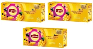 3 x Lipton MANGO & BLACKCURRANT - Fruit Tea 3 x 20 Teabags 34g / 1.12oz - Picture 1 of 3