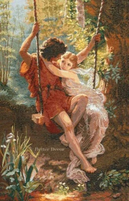 JAC PARED 32". TAPIZ ROMÁNTICO TEJIDO Primavera - Cuna Pierre Auguste ARTE ANTIGUO Foto 1 de 2