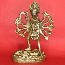 Handmade Brass Maa Kalka Figure Goddess Kali Standing on Shiva's Chest Statue