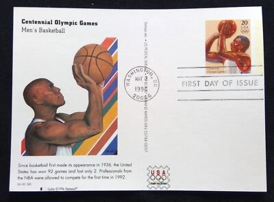 Scott UX257 FDC Mens Basketball Summer Olympics Type Post Card Fleetwood Cachet - Image 1 of 3