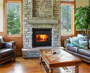 Majestic Pioneer III Wood Fireplace, Black w/ Rectangle Door, PIONEER-III-REC - Picture 1 of 3