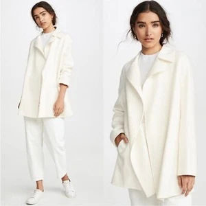 Theory Double Faced Wool & Cashmere Overlay Coat in Ivory - Picture 1 of 6