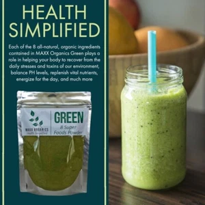 MAXX Organics 8 SUPER FOODS POWDER 30 Day Supply Compare to Organifi Green Juice - Picture 1 of 11