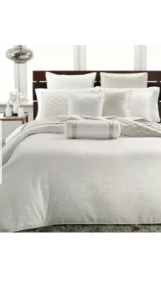 Hotel Collection Woven Texture KING Duvet Cover+2 StandardShams-Off White-new - Image 1 of 2