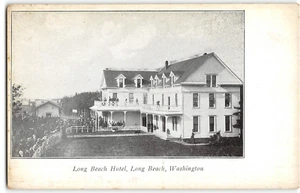 Postal vintage de Long Beach, WA LONG BEACH HOTEL Pacific County años 1910 - Imagen 1 de 2