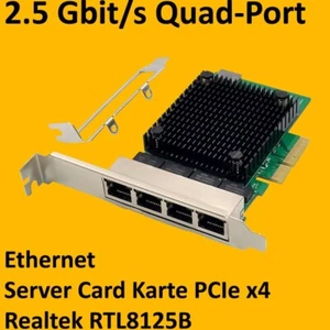 Quad Port 2.5 Gbps 4-Port Ethernet Card Netzwerkkarte Server RJ45 PCIe RTL8125B - Picture 1 of 2