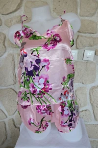 Pyjashort et caraco rose avec motif fleuri n° BJ1303 marque Love (li) - Imagen 1 de 7