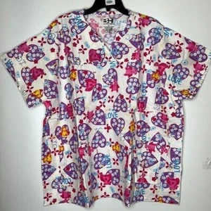 NWT Beverly Hills Uniforms Scrubs 3X PLUS SIZE - Hearts and Love - Picture 1 of 7
