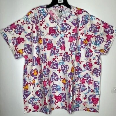 NWT Beverly Hills Uniforms Scrubs 3X PLUS SIZE - Hearts and Love - Image 1 of 4