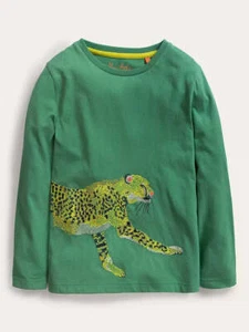 Mini Boden Jungen Langarm Superstitch Animal T-Shirt - Deep Green (Imperfekt) - Bild 1 von 3