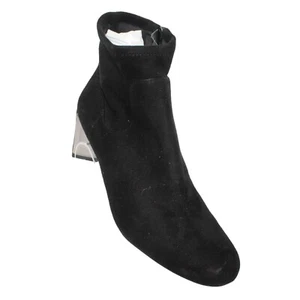 Nine West Size 7.5M Falup Black Suede Zippered Block Heel Ankle Bootie Boots - Picture 1 of 10
