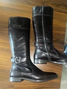 Burberry Brown Leather Boots Women’s Sz 11 - Picture 1 of 9