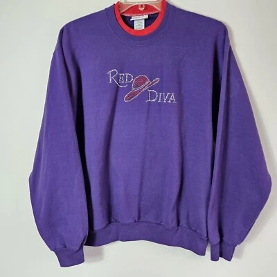 Red Hat Society Sudadera Top Camisa MEDIANA Estrás "Sombrero Rojo Diva" TODO BLING Foto 1 de 4