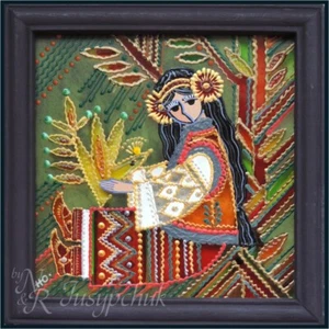 Ukrainisches Volk traditionelle Malerei auf Glas handgefertigte gerahmte Wanddekoration 14x14cm - Bild 1 von 4