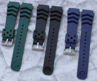 Correa de reloj de buceo genuina Seiko Z22 SKX171SKX173 18-22 mm goma negra ventilación curva Foto 1 de 4