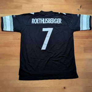 Camiseta deportiva Reebok Pittsburgh Steelers #7 Ben Roethlisberger 2XL blanca y negra cosida - Imagen 1 de 15