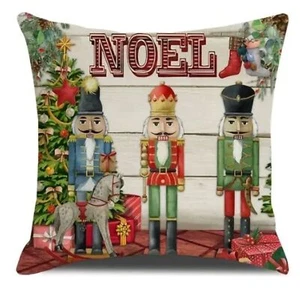 NEU FEIERTAGE CHRISTBAUMSTRÜMPFE "NOEL" NUSSKNACKER LEINEN KISSENBEZUG 17,7" - Bild 1 von 2