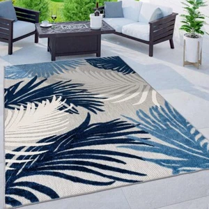 Lucca Contemporary Floral Indoor/Outdoor Area Rug 5' x 7' Navy - Picture 1 of 2
