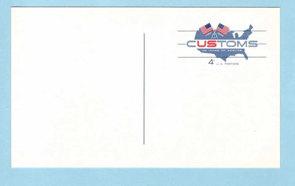 US Sc #UX50, unused postal cards, US Customs 175 years of service, 100 each - Image 1 of 1