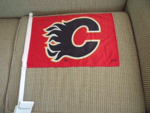 2  Sided Galgary FLAMES CAR FLAG 18"x 12" New Cover