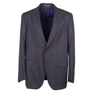 Isaia Slim-Fit 'Sanita' Gray and Blue Subtle Check Wool Suit 46R (Eu 56) NWT - Picture 1 of 12