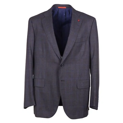Isaia Slim-Fit 'Sanita' Gray and Blue Subtle Check Wool Suit 46R (Eu 56) NWT - Image 1 of 4