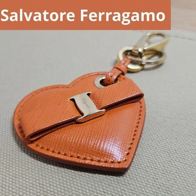Ferragamo Leather Heart Keyring Key Holder Authentic - Image 1 of 4