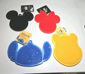 Disney MICKEY Minnie Mouse STITCH WINNIE THE POOH SILIKON SCHRUBBER Schwamm Set - Bild 1 von 6