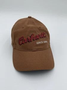 Vtg Carhartt Cap Men's Canvas Brown W/Red Logo Snap Back Hat OSFM - Picture 1 of 11