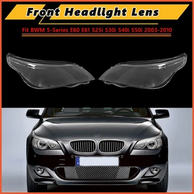 Pair Headlight Lens Cover Glue For BMW E60 E61 5Series 525i 2003-2010 Left+Right Foto 1 de 4