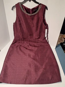 Nuovo con etichetta! Abito Preston & York, donna 14, rosso Bergendy, foderato, senza maniche  - Foto 1 di 10
