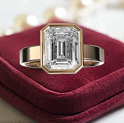 IGI GIA Lab Grown Diamond Engagement Ring 3.00 Ct Emerald Cut 18K Yellow Gold - Image 1 of 4