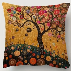 Pillow Cover  GUSTAV KLIMT TREE OF LIFE  2-Sided  18 x 18 - Picture 1 of 4